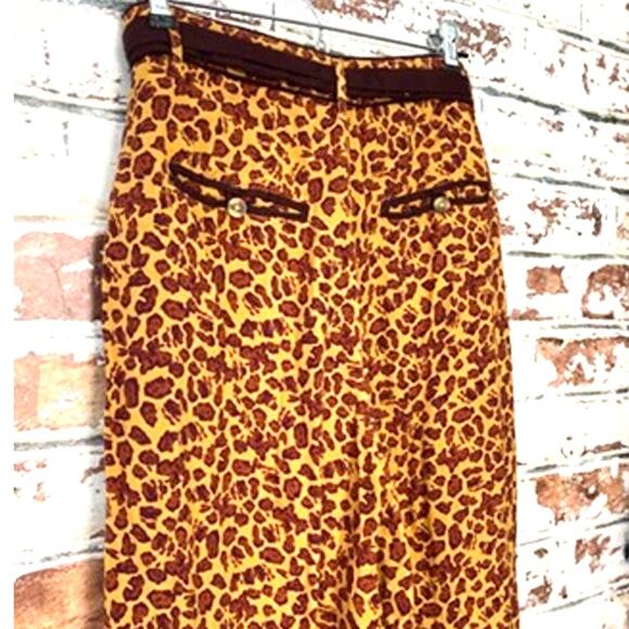 Free People Bennie Wide Legged Animal Print Flowing High Waisted Belted Pants - Picture 16 of 16